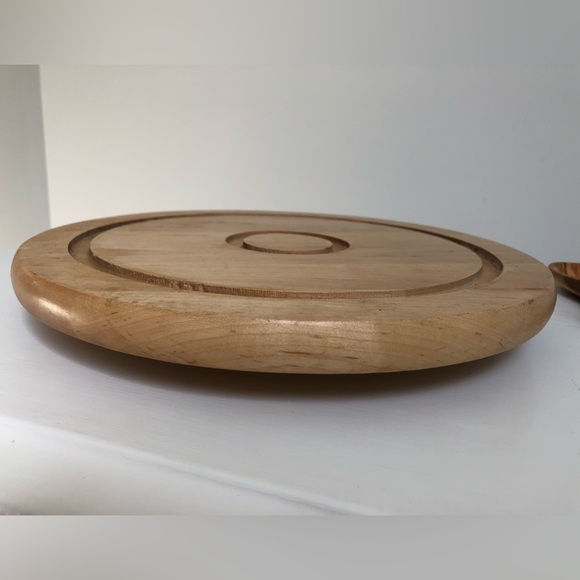 Vintage Wood Lazy Susan & NWT Trader Joe’s Spoon - Picture 5 of 8
